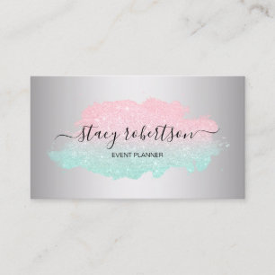 Elegant modern mint & rosa guld- glitterplanner visitkort
