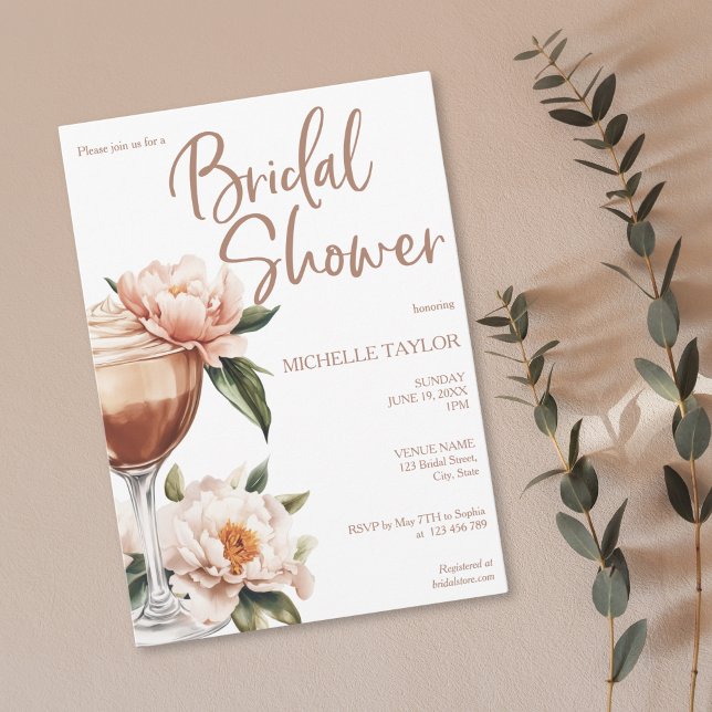 Elegant Modern Mocha Mousse Boho Earth Tones Inbjudningar (mocha mousse bridal shower invitation)
