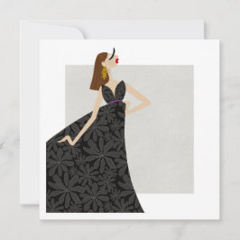 Elegant modern modeillustrationskort inbjudningar