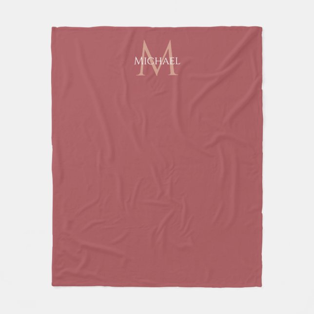 Elegant Modern Monogram Anpassningsbar-mall Ro Hom Fleecefilt (Framsidan)