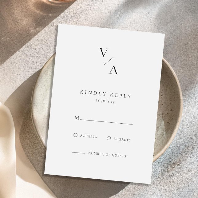Elegant Modern Monogram Black and White Bröllop OSA Kort (Skapare uppladdad)