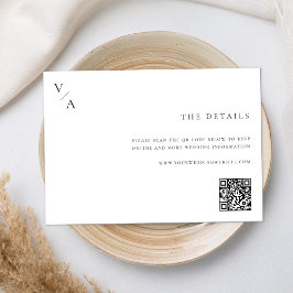 Elegant Modern Monogram Black and White Bröllop Tilläggskort