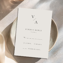 Elegant Modern Monogram Black och Ivory Bröllop OSA Kort