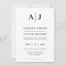 Elegant Modern Monogram Black White Bröllop
