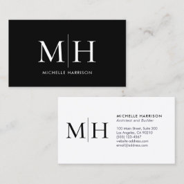 Elegant Modern Monogram Black White-Professionell Visitkort