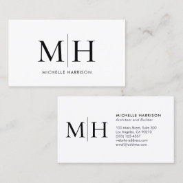 Elegant Modern Monogram Black White-Professionell Visitkort