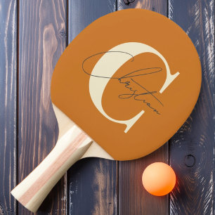 Elegant Modern Monogram - bränd honung i mitten av Pingisracket