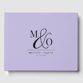 Elegant Modern Monogram Bröllop Lavender Gästböcker
