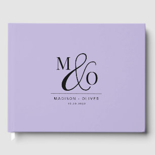 Elegant Modern Monogram Bröllop Lavender Gästböcker