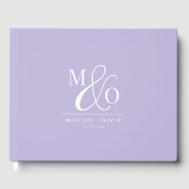 Elegant Modern Monogram Bröllop Lavender Gästböcker