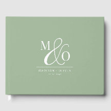 Elegant Modern Monogram Bröllop Sage Grönt
