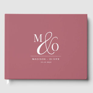 Elegant Modern Monogram Bröllop Terracotta Gästböcker