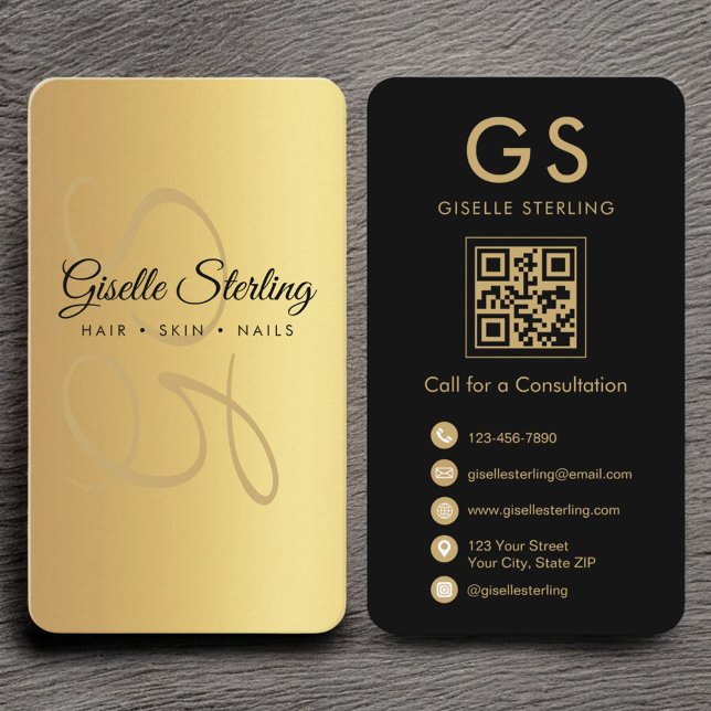 Elegant Modern Monogram Business Branding QR-kod Visitkort (Skapare uppladdad)