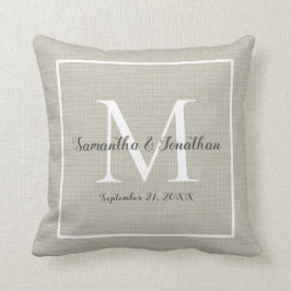 Elegant Modern Monogram Chic Bröllop Keepsak Kudde