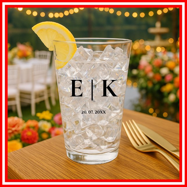 Elegant Modern Monogram Enkel Bröllop Glaskopp (Skapare uppladdad)