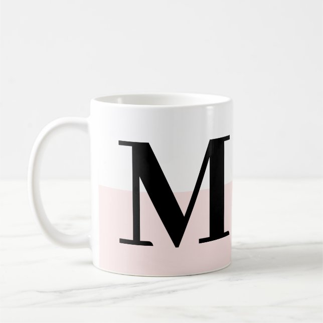 Elegant Modern Monogram ger  Rosa Kaffe Mugg (Vänster)