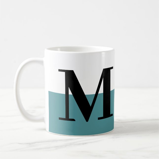 Elegant Modern Monogram Gift Teal Kaffemugg (Vänster)