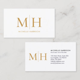 Elegant Modern Monogram Gold White Professional Visitkort