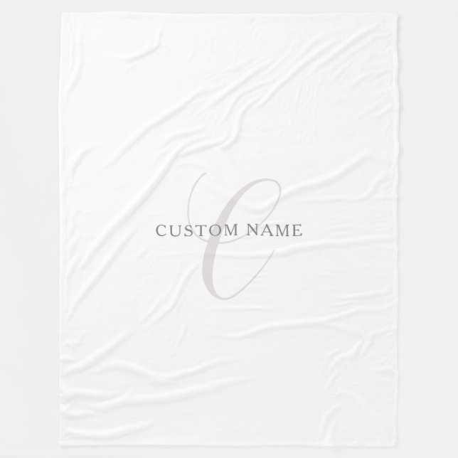 Elegant modern monogram | Grå & Vit (redigerbar) Fleecefilt (Framsidan)