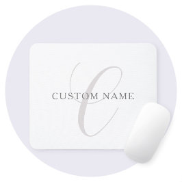 Elegant modern monogram | Grå & Vit (redigerbar) Musmatta
