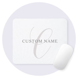 Elegant modern monogram Grå & Vit (redigerbar) Musmatta