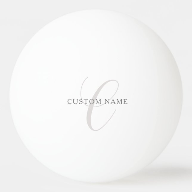 Elegant modern monogram | Grå & Vit (redigerbar) Pingisboll (Framsidan)