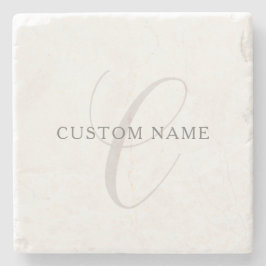 Elegant modern monogram | Grå & Vit (redigerbar) Stenunderlägg