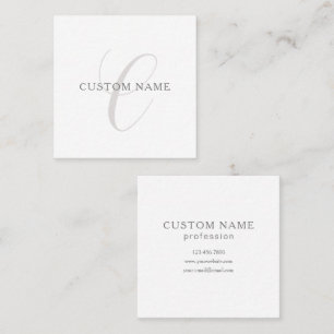Elegant Modern Monogram Grått & vit (redigerbart Fyrkantigt Visitkort