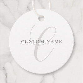 Elegant Modern Monogram | Grått & vit (redigerbart Gåvor Etiketter