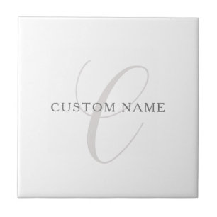 Elegant Modern Monogram Grått & vit (redigerbart Kakelplatta