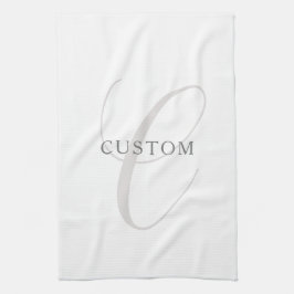 Elegant Modern Monogram | Grått & vit (redigerbart Kökshandduk