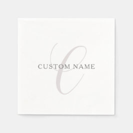 Elegant Modern Monogram | Grått & vit (redigerbart Pappersservett