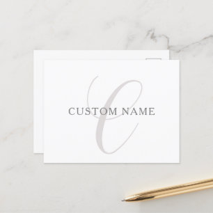 Elegant Modern Monogram Grått & vit (redigerbart Vykort