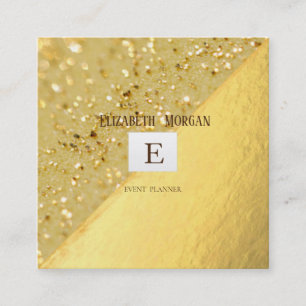 Elegant Modern Monogram Guld,Glitter Bokeh Fyrkantigt Visitkort