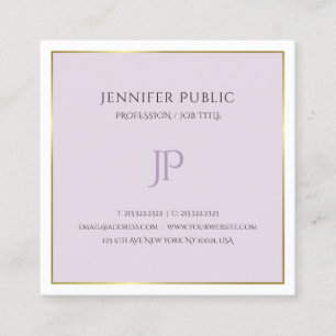 Elegant Modern Monogram Guld Lila Trendig Plain Fyrkantigt Visitkort