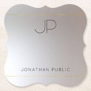 Elegant Modern Monogram Guld Silver Underlägg Papper
