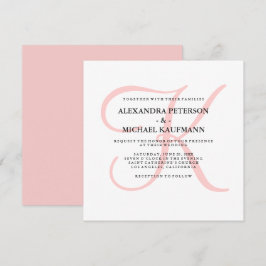 Elegant Modern Monogram i Rosa Bröllop Inbjudningar