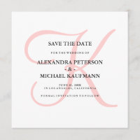 Elegant Modern Monogram i Rosa Spara datum