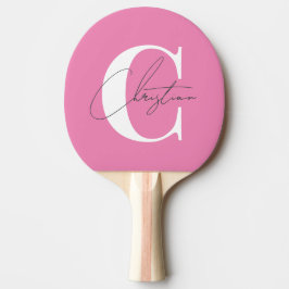 Elegant Modern Monogram Klassisk Rosa Pingisracket