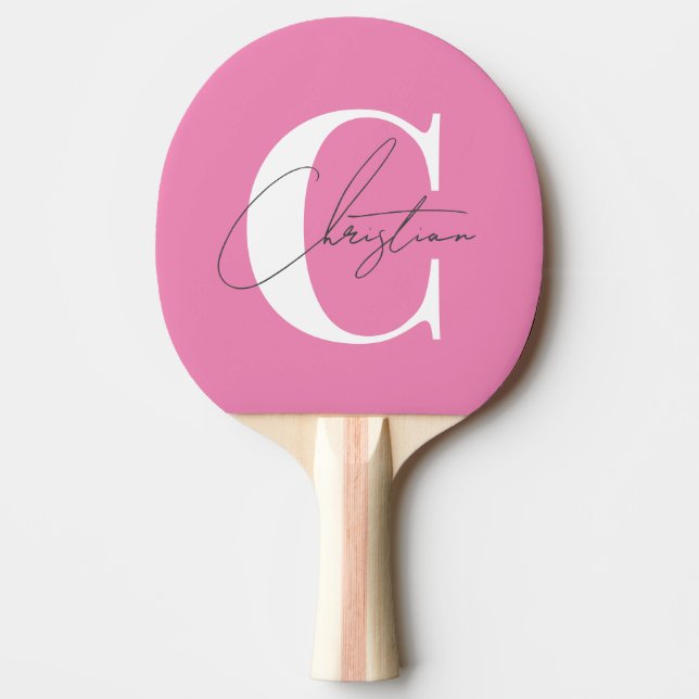 Elegant Modern Monogram Klassisk Rosa Pingisracket (Framsidan)