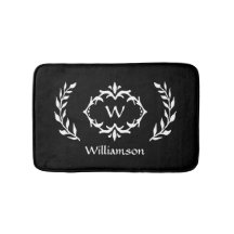 Elegant Modern Monogram Krans Chic Svart Vit