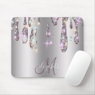 Elegant Modern Monogram med Silverdropar  Musmatta