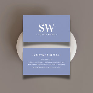 Elegant Modern monogram - minimalt periwinkle Visitkort