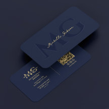 Elegant Modern Monogram Mörk Navy Professionell