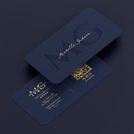 Elegant Modern Monogram Mörk Navy Professionell Visitkort