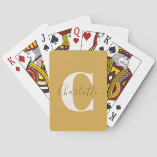 Elegant Modern Monogram Namn Dusty Gult Casinokort