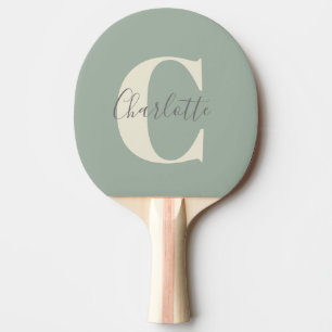 Elegant Modern Monogram Namn i Grönten Sage Pingisracket
