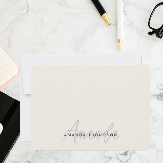 Elegant Modern Monogram-Personlig med Namn Anteckningskort (Skapare uppladdad)