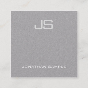Elegant Modern Monogram Premium Grått Plain Luxury Fyrkantigt Visitkort