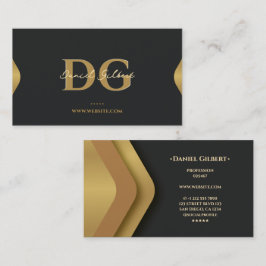 Elegant Modern Monogram Professionell Guld Visitkort